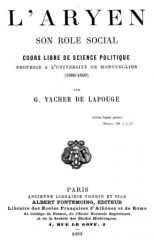 Vacher de Lapouge L'Aryen Son rôle social Histoire Ebook